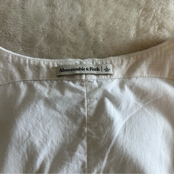 Abercrombie & Fitch Square Neck White Linen Shift Dress size Large - Picture 2 of 10